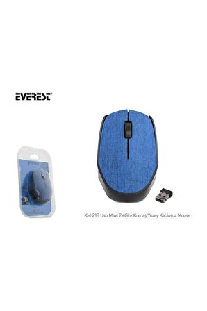 Everest KM-218 Usb Mavi 2.4Ghz Kumaş Yüzey Kablosuz Mouse